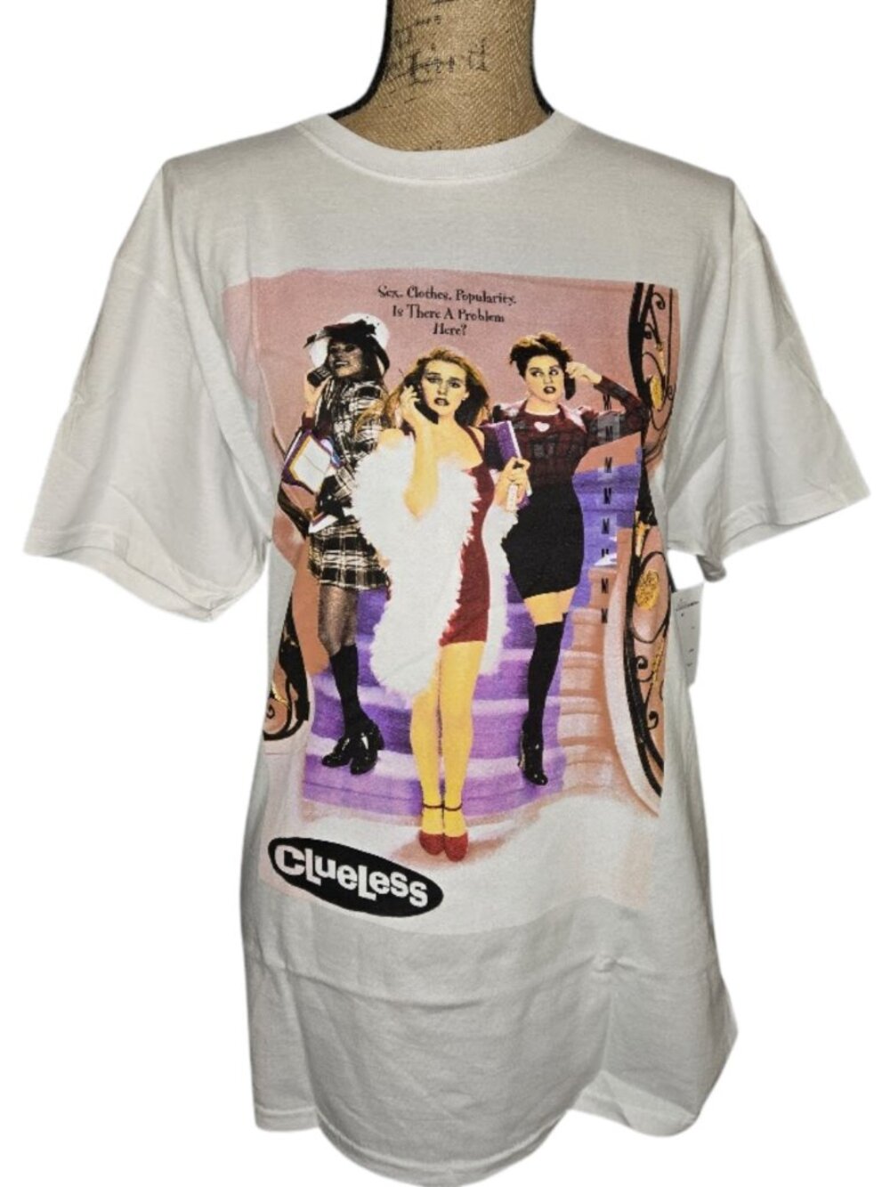 NWT White licensed Clueless movie poster graphic t-shirt